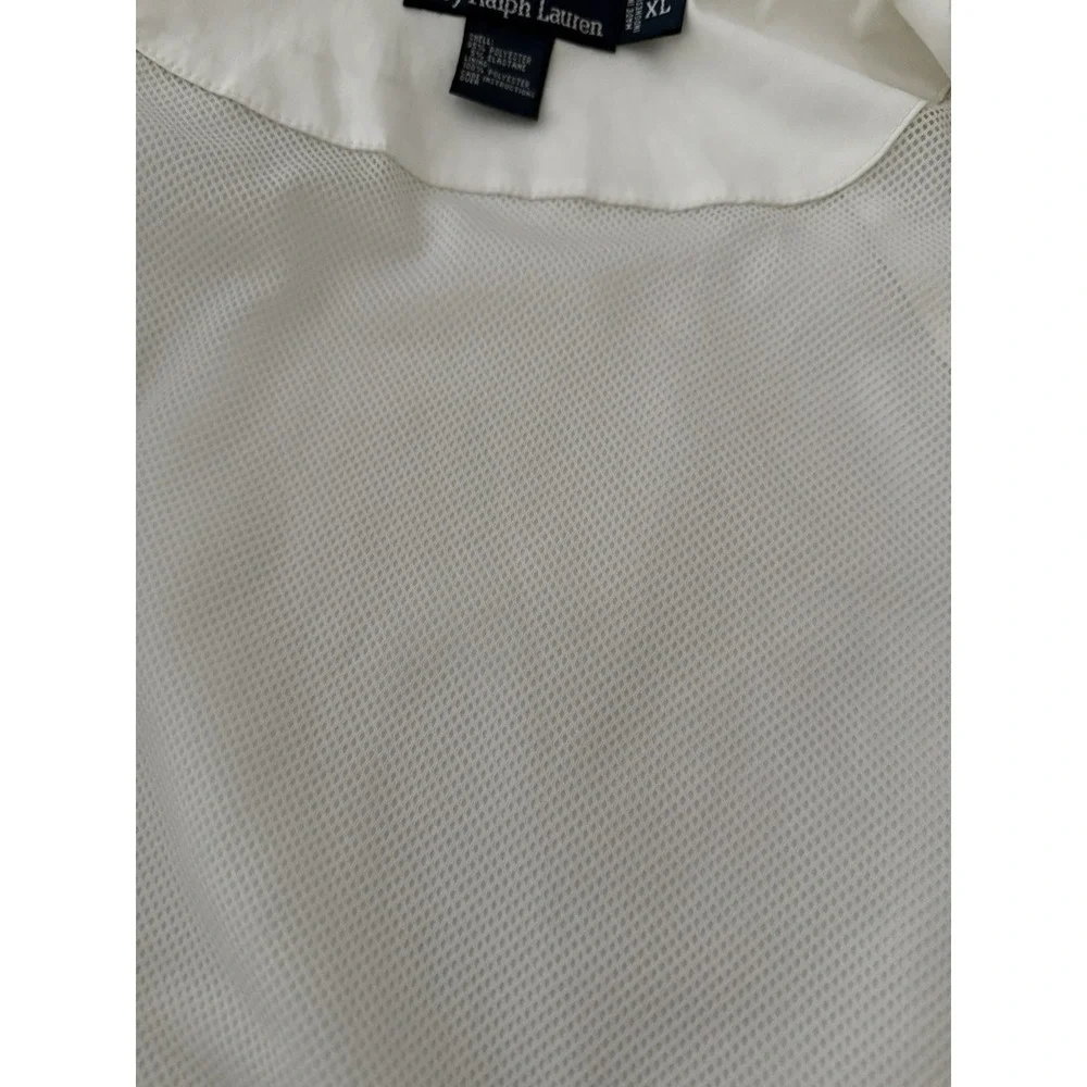 VTG 90s Polo Ralph Lauren Men Jacket XL White Black Stripe Harrington Lined Mesh
